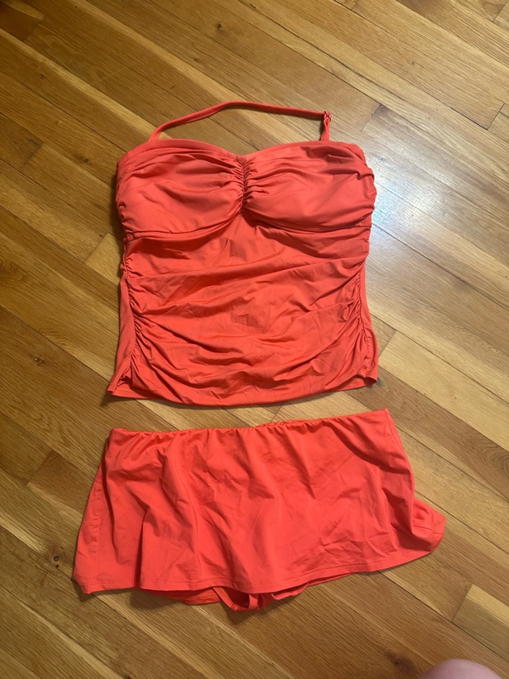 BAMBOO Bright Coral Tankini‎ with Ruching